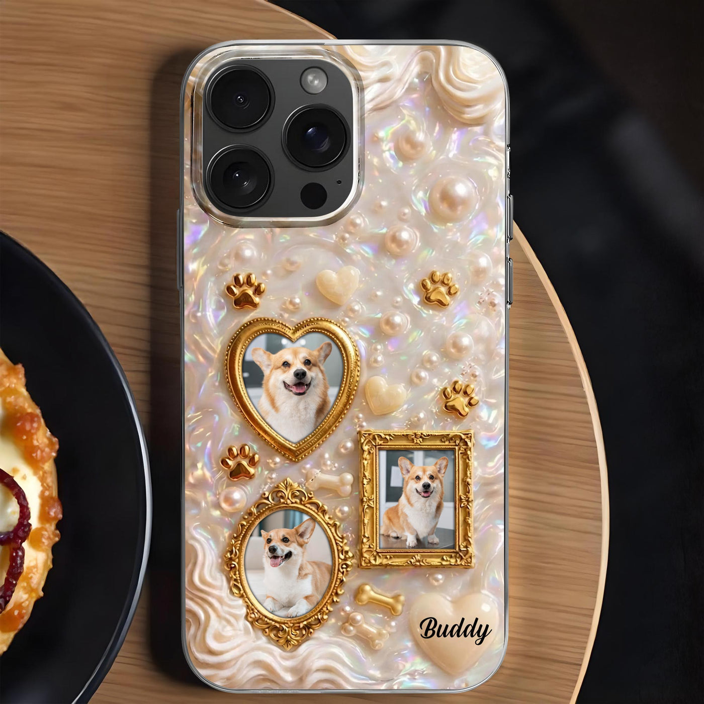 Our Furry Friend Forever Vintage Frame Heart Paws And Pearls - Personalized Clear Phone Case - DOG141_PHC