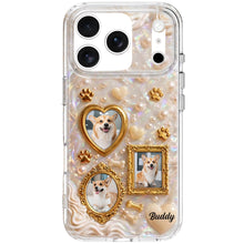 Our Furry Friend Forever Vintage Frame Heart Paws And Pearls - Personalized Clear Phone Case - DOG141_PHC