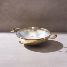 Brass Wok with Glass lid (Circular & Deep cooking/ serving Utensil)