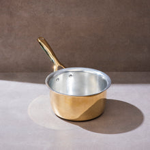 Brass Saucepan with insulated steel base with golden PVD coating handle