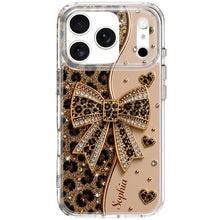 Stay Fabulous Leopard Print With Diamond Bow And Hearts - Personalized Clear Phone Case - DTG124_PHC