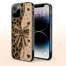 Stay Fabulous Leopard Print With Diamond Bow And Hearts - Personalized Clear Phone Case - DTG124_PHC