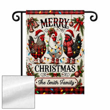 Merry Christmas Our Family With Festive Chickens And Holiday Lights - Personalized Flag - FAM1016_GAF