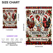 Merry Christmas Our Family With Festive Chickens And Holiday Lights - Personalized Flag - FAM1016_GAF