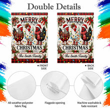 Merry Christmas Our Family With Festive Chickens And Holiday Lights - Personalized Flag - FAM1016_GAF
