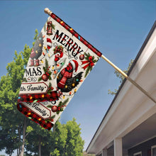 Merry Christmas Our Family With Festive Chickens And Holiday Lights - Personalized Flag - FAM1016_GAF