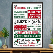 Christmas House Rules Believe In Santa Holiday Holly Vertical Poster - Personalized Custom Vertical Poster - FAM1022_VPOS