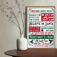 Christmas House Rules Believe In Santa Holiday Holly Vertical Poster - Personalized Custom Vertical Poster - FAM1022_VPOS