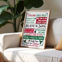 Christmas House Rules Believe In Santa Holiday Holly Vertical Poster - Personalized Custom Vertical Poster - FAM1022_VPOS