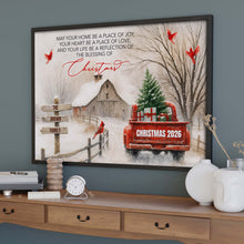 May Your Home Be A Place Of Joy Christmas Red Truck Barn Cardinals - Personalized Custom Horizontal Poster - FAM1041_HPOS