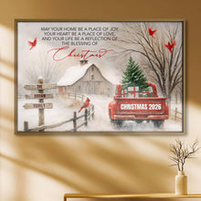 May Your Home Be A Place Of Joy Christmas Red Truck Barn Cardinals - Personalized Custom Horizontal Poster - FAM1041_HPOS
