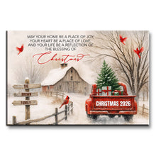 May Your Home Be A Place Of Joy Christmas Red Truck Barn Cardinals - Personalized Custom Horizontal Poster - FAM1041_HPOS