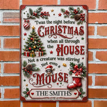 Twas The Night Before Christmas With Tree Mouse And Stocking - Personalized Metal Sign - FAM1051_MSIGN