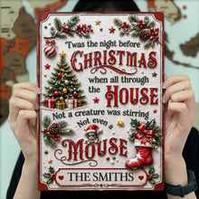 Twas The Night Before Christmas With Tree Mouse And Stocking - Personalized Metal Sign - FAM1051_MSIGN