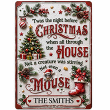 Twas The Night Before Christmas With Tree Mouse And Stocking - Personalized Metal Sign - FAM1051_MSIGN