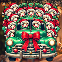 Vintage Truck Full of Christmas Cheer and Santa Hats - Personalized Custom Wood Ornament, Custom Shaped - FAM137_WDO