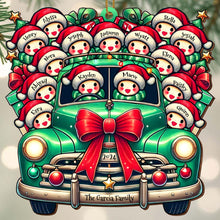 Vintage Truck Full of Christmas Cheer and Santa Hats - Personalized Custom Wood Ornament, Custom Shaped - FAM137_WDO