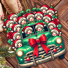 Vintage Truck Full of Christmas Cheer and Santa Hats - Personalized Custom Wood Ornament, Custom Shaped - FAM137_WDO