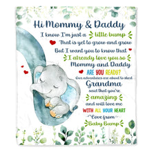 Love From Baby Bump Elephant Design For Expecting Parents - Personalized Custom Blanket - FAM290_BLK