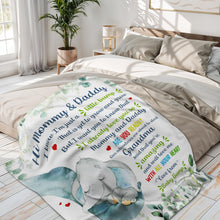 Love From Baby Bump Elephant Design For Expecting Parents - Personalized Custom Blanket - FAM290_BLK