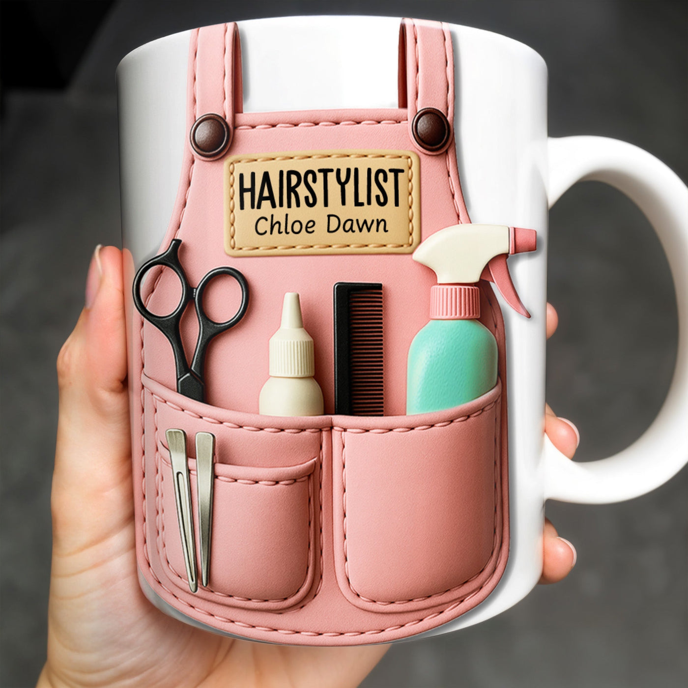 HAIRSTYLIST, Scissors, Hair Spray, Comb - Personalized Custom Coffee Mug - FAM321_MG