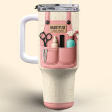 Hairstylist Tumbler With Scissors, Hair Dryer, Comb - Personalized 40oz Tumbler With Straw - FAM321_TBS