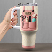 Hairstylist Tumbler With Scissors, Hair Dryer, Comb - Personalized 40oz Tumbler With Straw - FAM321_TBS