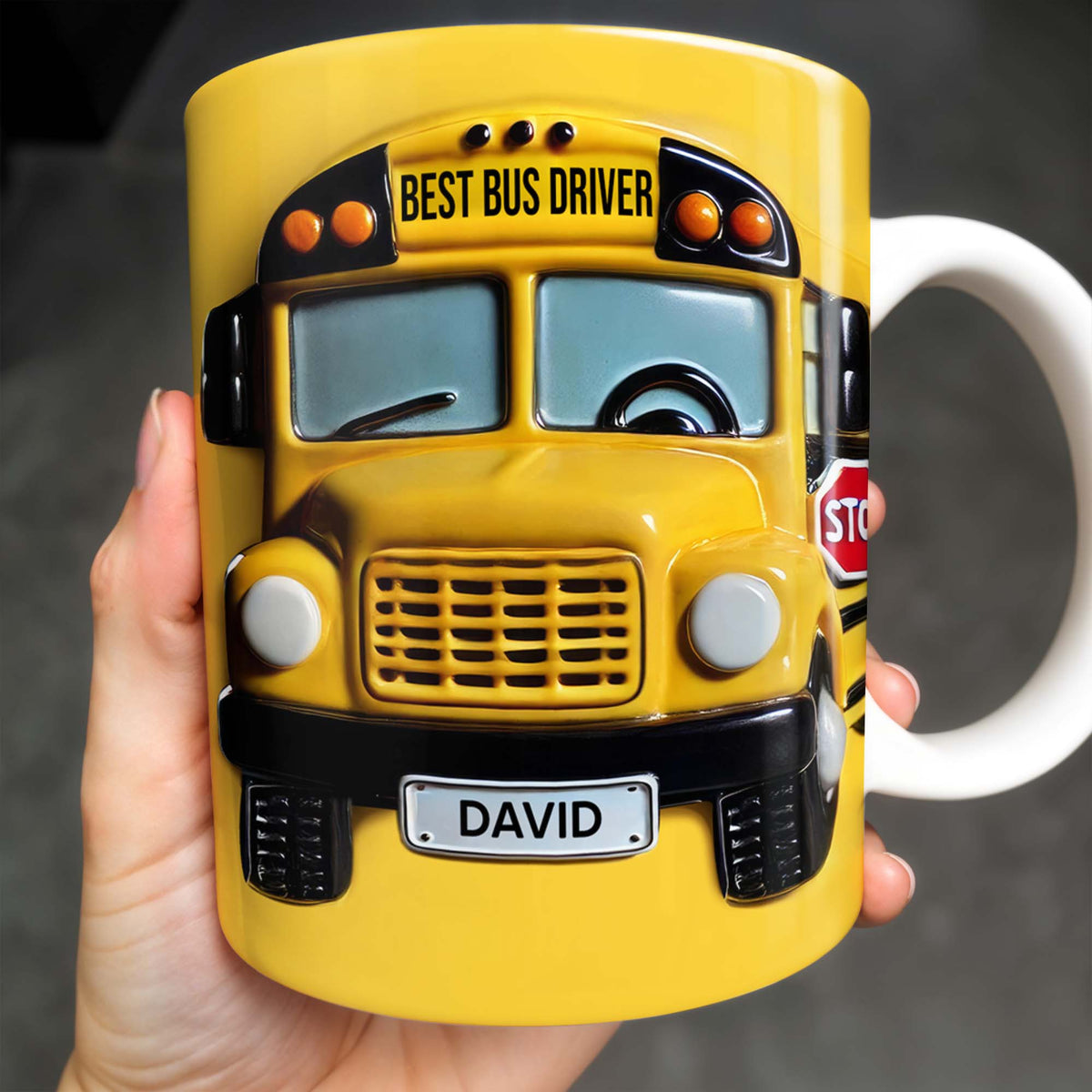 Best Bus Driver, School Bus And Stop Sign - Personalized Custom Coffee Mug - FAM322_MG