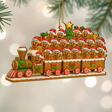 Christmas Express With Cheerful Gingerbread Passengers - Personalized Custom Wood Ornament, Custom Shaped - FAM490_WDO