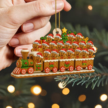 Christmas Express With Cheerful Gingerbread Passengers - Personalized Custom Wood Ornament, Custom Shaped - FAM490_WDO