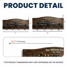 The Family Station With Vintage Steam Train And Locomotive - Personalized Key Holder - FAM806_KHO