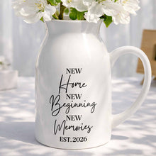 New Home New Beginning New Memories Est. Custom Ceramic Flower Vase - Personalized Ceramic Flower Vase - FAM881_CEV
