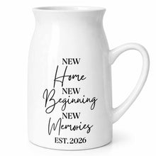 New Home New Beginning New Memories Est. Custom Ceramic Flower Vase - Personalized Ceramic Flower Vase - FAM881_CEV