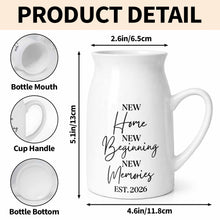 New Home New Beginning New Memories Est. Custom Ceramic Flower Vase - Personalized Ceramic Flower Vase - FAM881_CEV