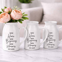 New Home New Beginning New Memories Est. Custom Ceramic Flower Vase - Personalized Ceramic Flower Vase - FAM881_CEV