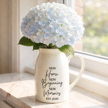 New Home New Beginning New Memories Est. Custom Ceramic Flower Vase - Personalized Ceramic Flower Vase - FAM881_CEV