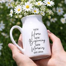 New Home New Beginning New Memories Est. Custom Ceramic Flower Vase - Personalized Ceramic Flower Vase - FAM881_CEV