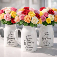 New Home New Beginning New Memories Est. Custom Ceramic Flower Vase - Personalized Ceramic Flower Vase - FAM881_CEV