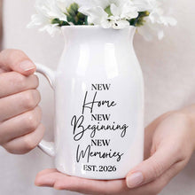 New Home New Beginning New Memories Est. Custom Ceramic Flower Vase - Personalized Ceramic Flower Vase - FAM881_CEV
