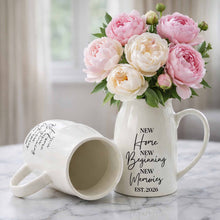 New Home New Beginning New Memories Est. Custom Ceramic Flower Vase - Personalized Ceramic Flower Vase - FAM881_CEV