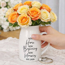 New Home New Beginning New Memories Est. Custom Ceramic Flower Vase - Personalized Ceramic Flower Vase - FAM881_CEV