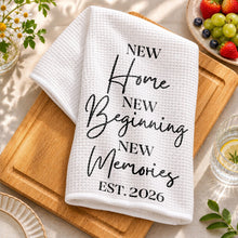 New Home New Beginning New Memories Minimalist Typography - Personalized Kitchen Towel - FAM881_TOWL