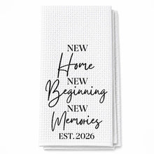New Home New Beginning New Memories Minimalist Typography - Personalized Kitchen Towel - FAM881_TOWL