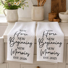 New Home New Beginning New Memories Minimalist Typography - Personalized Kitchen Towel - FAM881_TOWL