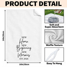New Home New Beginning New Memories Minimalist Typography - Personalized Kitchen Towel - FAM881_TOWL