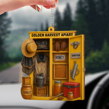 Golden Harvest Apiary With Bee And Equipment - Personalized Custom Wood Ornament, Car Hanging Ornament - FARM014_WCA