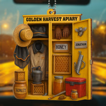 Golden Harvest Apiary With Bee And Equipment - Personalized Custom Wood Ornament, Car Hanging Ornament - FARM014_WCA