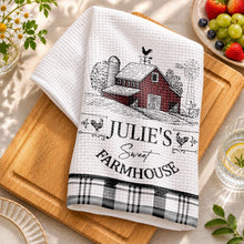Sweet Farmhouse Custom Name Barn And Rooster Design - Personalized Kitchen Towel - FARM082_TOWL
