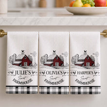 Sweet Farmhouse Custom Name Barn And Rooster Design - Personalized Kitchen Towel - FARM082_TOWL