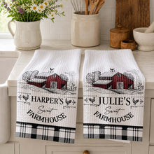 Sweet Farmhouse Custom Name Barn And Rooster Design - Personalized Kitchen Towel - FARM082_TOWL